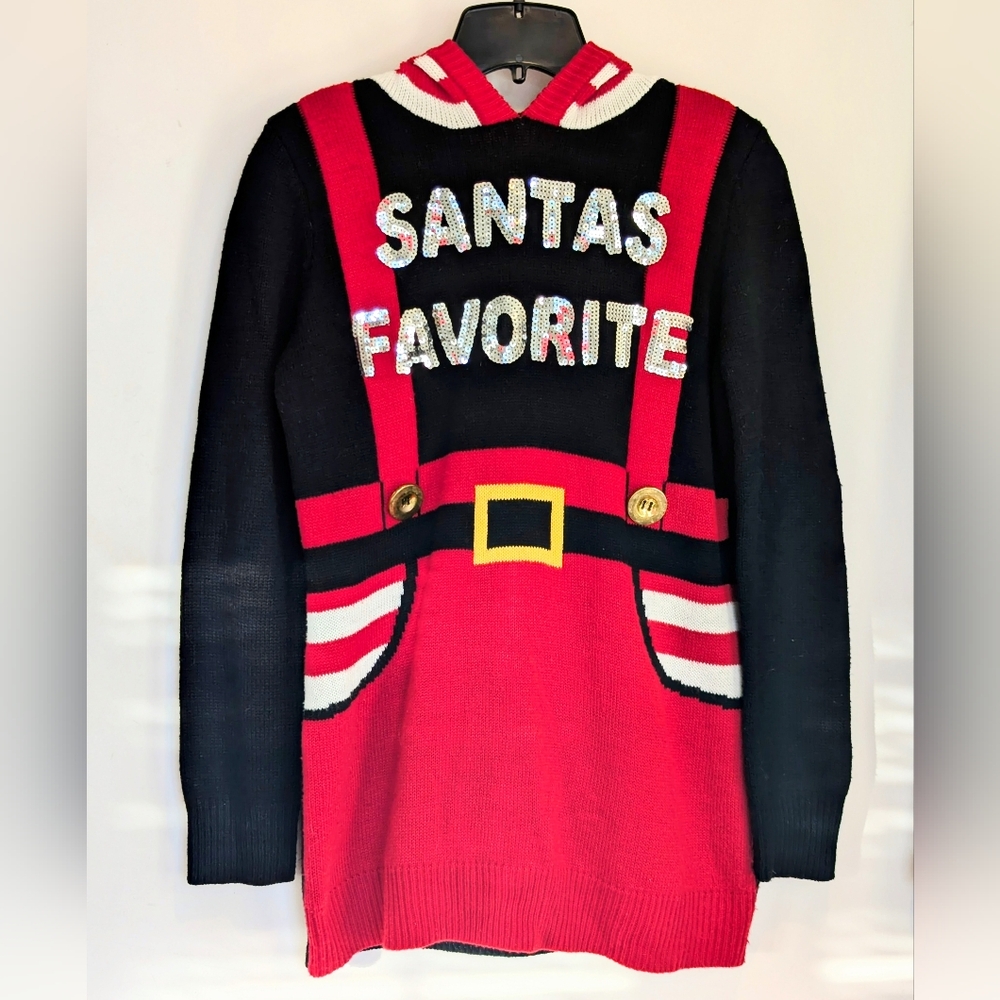 Santa's Favorite Elf Ugly Christmas Sweater Dress Holiday Party Red White Stripe